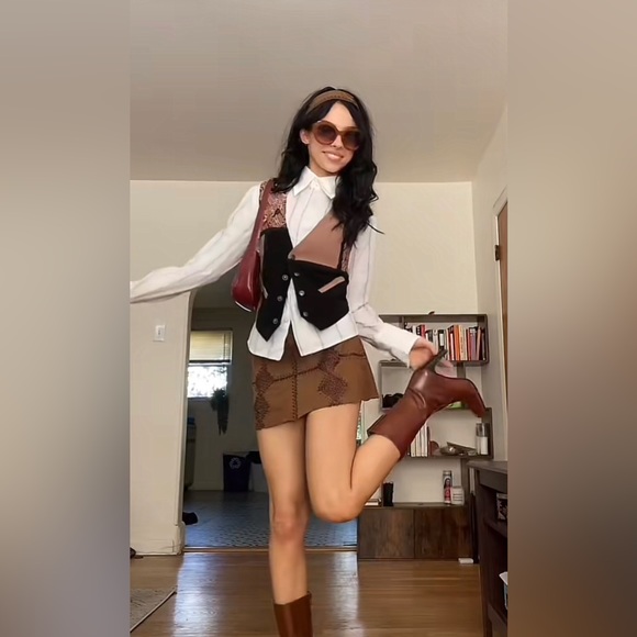 Vintage Retro Vest BoHo Cowboy Western Suede Leather Ranch - Picture 5 of 13